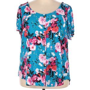 Torrid Size 2x Blue Flower Fit and Flared Blouse Shirt Size 2 Size 18/20